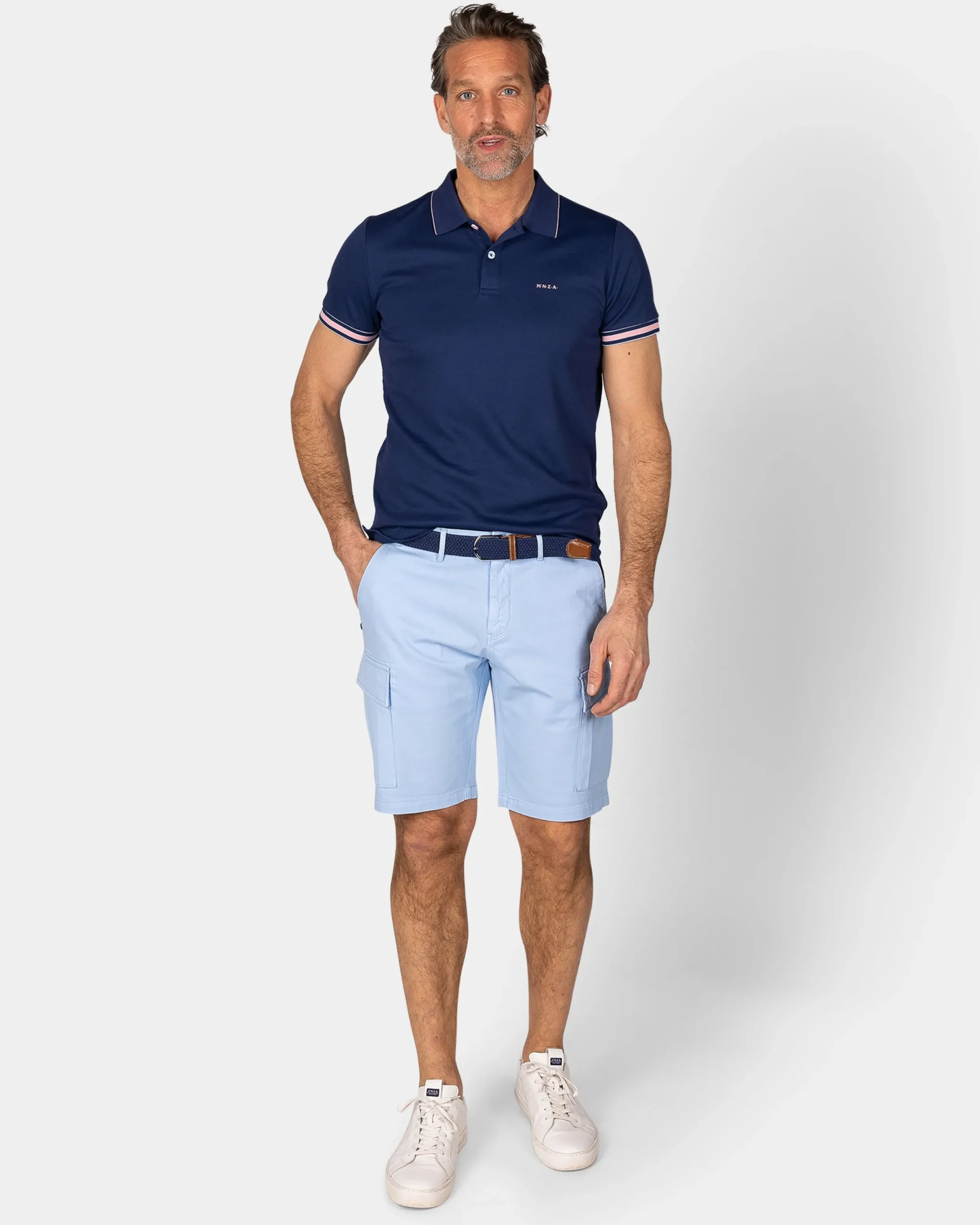 NZA New Zealand Auckland Basic blauwe effen polo