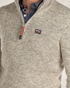 NZA New Zealand Auckland Beige katoenen trui met halve rits -