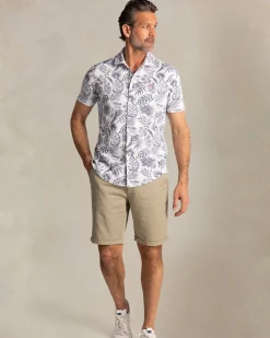 NZA New Zealand Auckland Beige overhemd met navy bloemenprint