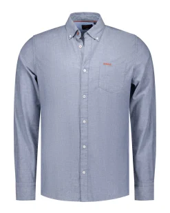 NZA New Zealand Auckland Blauw effen katoenen overhemd