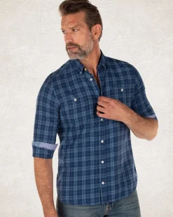 NZA New Zealand Auckland Blauw geblokt katoenen overhemd