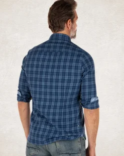 NZA New Zealand Auckland Blauw geblokt katoenen overhemd