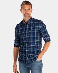 NZA New Zealand Auckland Blauw geblokt overhemd -