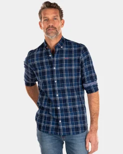NZA New Zealand Auckland Blauw geblokt overhemd -