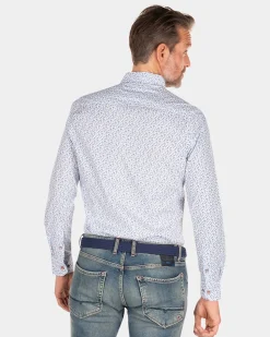 NZA New Zealand Auckland Blauw geprint katoenen overhemd -