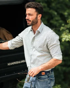 NZA New Zealand Auckland Blauw geprint katoenen overhemd