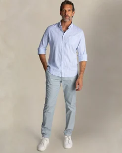 NZA New Zealand Auckland Blauw gestreept linnen overhemd met knopen