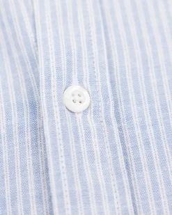 NZA New Zealand Auckland Blauw gestreept linnen overhemd