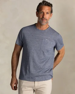 NZA New Zealand Auckland Blauw gestreept linnen T-shirt