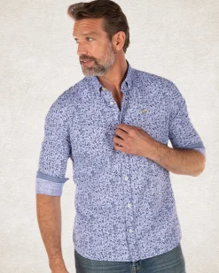 NZA New Zealand Auckland Blauw katoenen overhemd met bloemen print