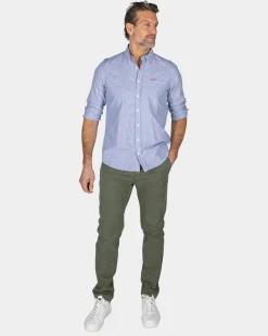 NZA New Zealand Auckland Blauw linnen overhemd