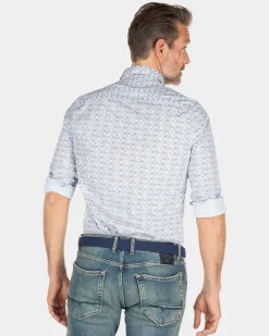 NZA New Zealand Auckland Blauw overhemd met een print -