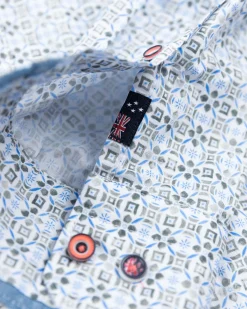 NZA New Zealand Auckland Blauw overhemd met een print -