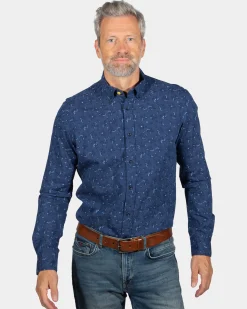 NZA New Zealand Auckland Blauw overhemd met print Spey -