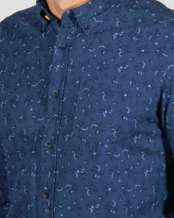 NZA New Zealand Auckland Blauw overhemd met print Spey -