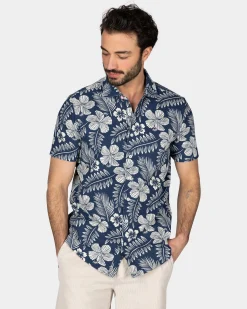 NZA New Zealand Auckland Blauw overhemd met witte bloemenprint