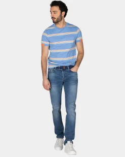 NZA New Zealand Auckland Blauw t-shirt met oranje witte strepen