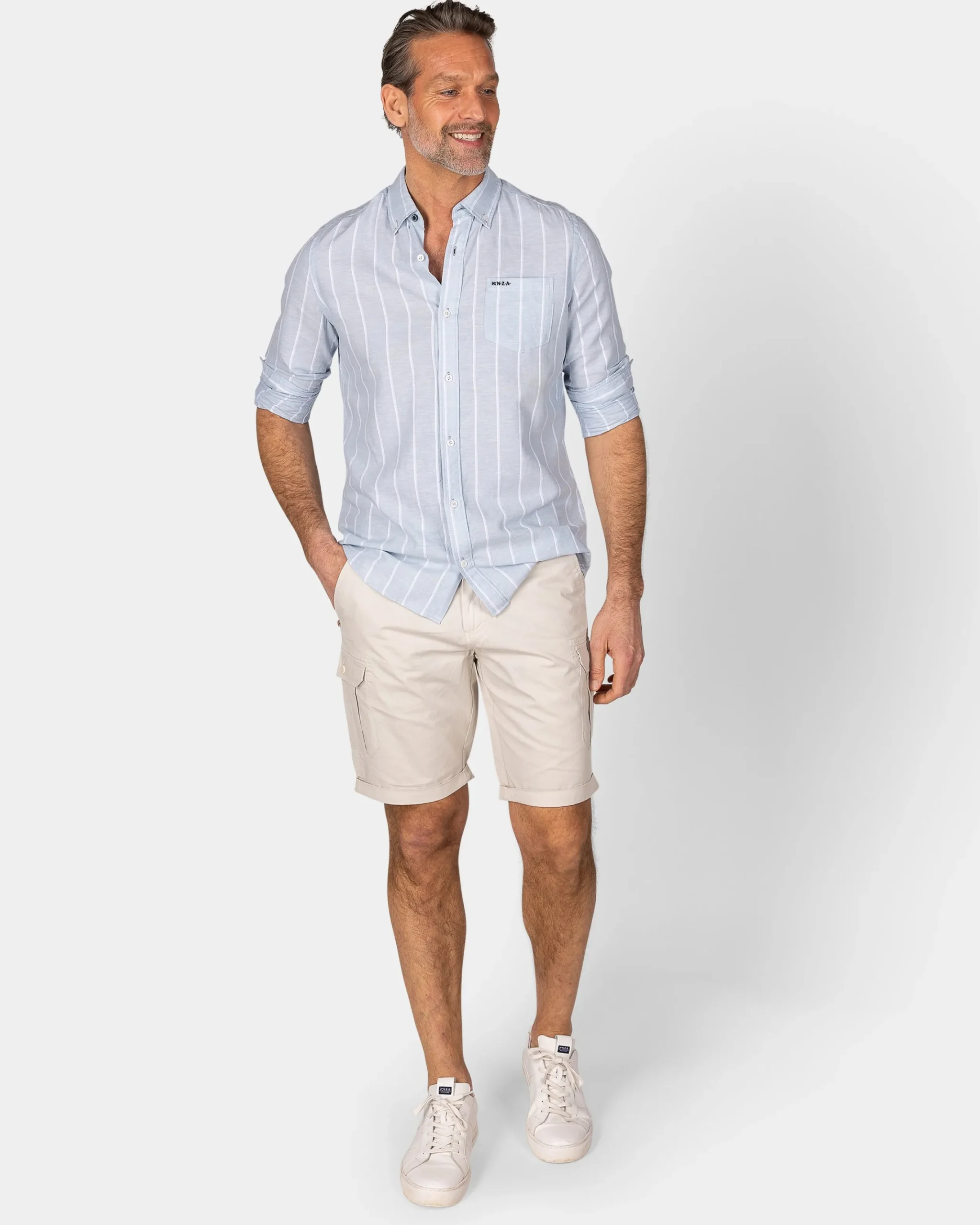 NZA New Zealand Auckland Blauw wit gestreept shirt