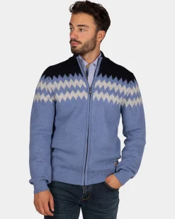 NZA New Zealand Auckland Blauw wollen vest met wit motief -