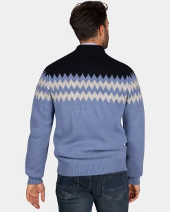 NZA New Zealand Auckland Blauw wollen vest met wit motief -