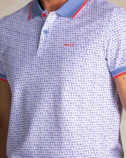 NZA New Zealand Auckland Blauwe katoenen polo met grafische print