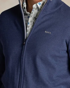 NZA New Zealand Auckland Blauwe katoenen trui met halve rits