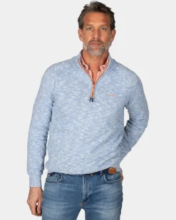 NZA New Zealand Auckland Blauwe katoenen trui met halve rits