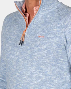 NZA New Zealand Auckland Blauwe katoenen trui met halve rits