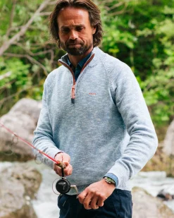 NZA New Zealand Auckland Blauwe katoenen trui met halve rits