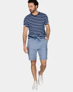 NZA New Zealand Auckland Blauw-wit gestreept katoenen t-shirt