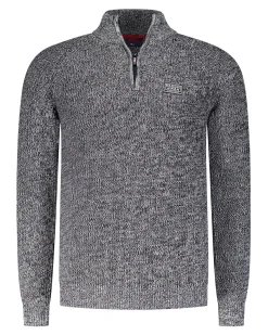 NZA New Zealand Auckland Bruine katoenen trui met halve rits -