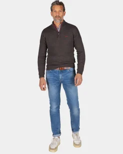 NZA New Zealand Auckland Bruine pullover met halve rits -