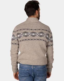 NZA New Zealand Auckland Bruine pullover met knopen en zwart motief -