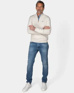 NZA New Zealand Auckland Creme beige basis pullover met halve rits