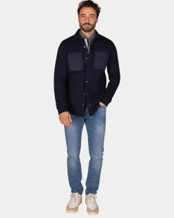 NZA New Zealand Auckland Donkerblauw fleece overshirt -
