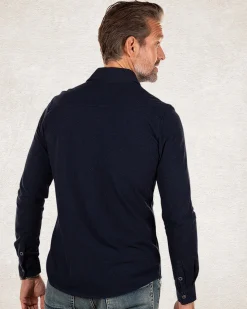 NZA New Zealand Auckland Donkerblauw katoenen overhemd met lange mouw -