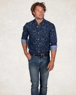 NZA New Zealand Auckland Donkerblauw overhemd met print -