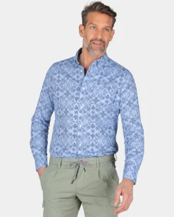 NZA New Zealand Auckland Donkerblauw overhemd met print -