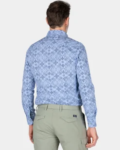 NZA New Zealand Auckland Donkerblauw overhemd met print -