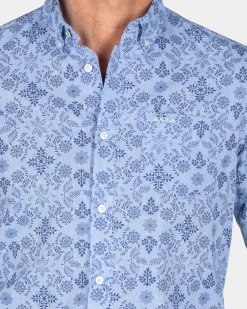 NZA New Zealand Auckland Donkerblauw overhemd met print -