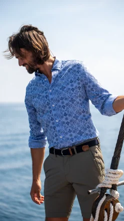 NZA New Zealand Auckland Donkerblauw overhemd met print -