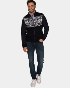 NZA New Zealand Auckland Donkerblauw vest met wit en blauw motief -