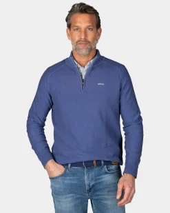 NZA New Zealand Auckland Donkerblauwe basis pullover met halve rits