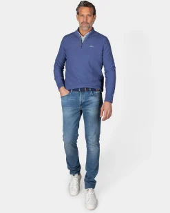 NZA New Zealand Auckland Donkerblauwe basis pullover met halve rits