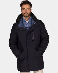 NZA New Zealand Auckland Donkerblauwe gewatteerde parka jas -