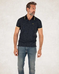 NZA New Zealand Auckland Donkerblauwe polo met bladprint