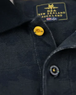 NZA New Zealand Auckland Donkerblauwe polo met bladprint