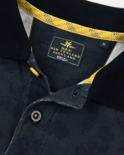 NZA New Zealand Auckland Donkerblauwe polo met bladprint