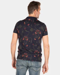 NZA New Zealand Auckland Donkerblauwe polo met bloemenprint -