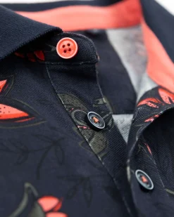 NZA New Zealand Auckland Donkerblauwe polo met bloemenprint -